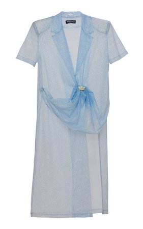 Pastel Blue Sparkling Shell Shirt Dress by Mach & Mach | Moda Operandi