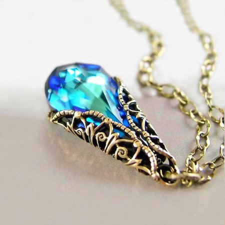 blue cystal pendant necklace - Google Search