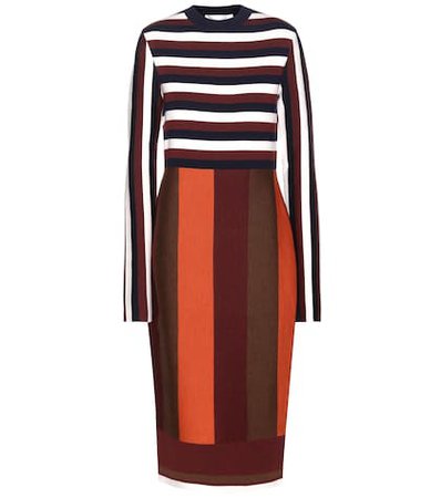 Striped wool-blend dress