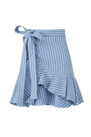 Blue Stripe Anvivi Ruffle Skirt by Alexis for $55 - $70 | Rent the Runway