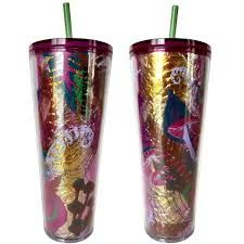 Starbucks Fall 2022 Gold Foil Berry Woodland Mushrooms Venti Cold Cup