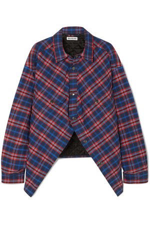 Balenciaga | Swing oversized padded checked cotton-flannel shirt | NET-A-PORTER.COM