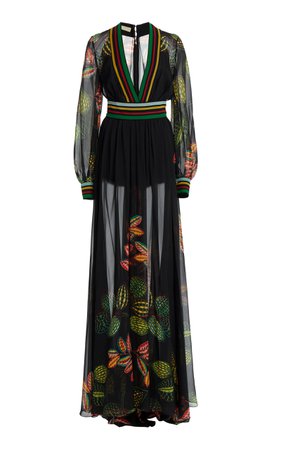 Printed Silk Georgette Maxi Dress By Elie Saab | Moda Operandi