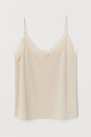 Top with lace - Cream - Ladies | H&M