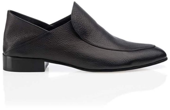 Chelsea Black Leather Flat Shoes