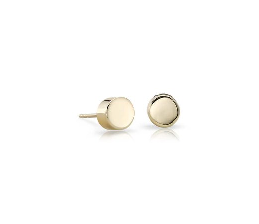Flat Round Stud Earrings in 14k Yellow Gold | Blue Nile