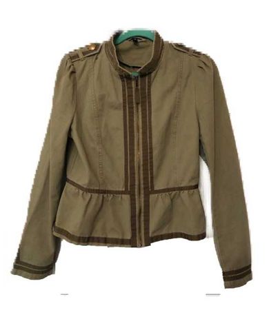 Trendy ruffled army green jacket