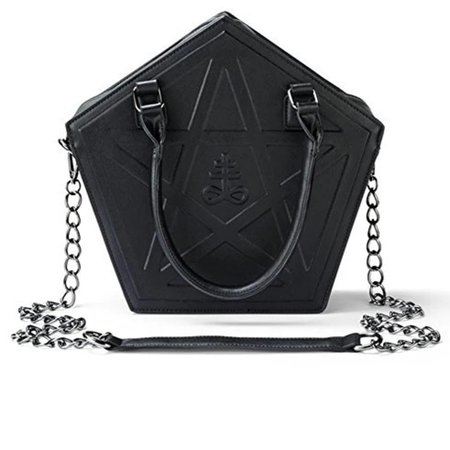 JIEROTYX Pentagram Punk Darkness Gothic Star Handbag Women Girl Black PU Soft Leather Shoulder Bag With Chain High Quality|Shoulder Bags| - AliExpress