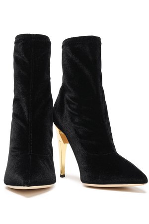 Black Embellished stretch-velvet sock boots | Sale up to 70% off | THE OUTNET | GIUSEPPE ZANOTTI | THE OUTNET