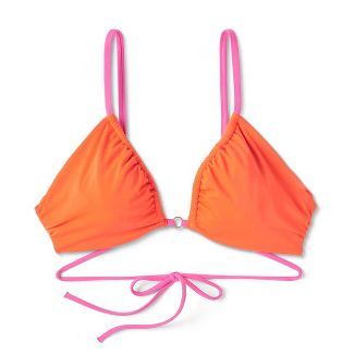 Women's Strappy Ring Detail Colorblock Bikini Top - Shade & Shore™ Orange/pink : Target
