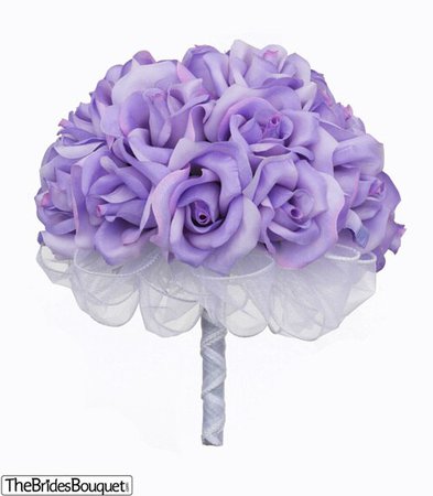Lavender Silk Rose Hand Tied Bridal Bouquet | 2 Dozen Roses