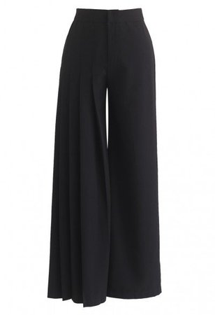 Button Embellished Wide-Leg Pants in Black - Pants - BOTTOMS - Retro, Indie and Unique Fashion