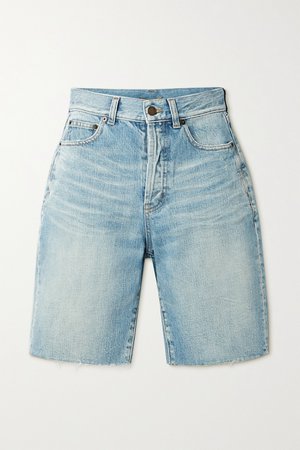 Light blue Frayed denim shorts | SAINT LAURENT | NET-A-PORTER