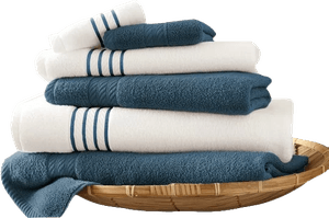 Lapeer Superior Combed Cotton 6 Piece Striped Towel Set, Deep Sea Blue | Decorist