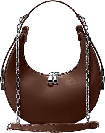 Shoulder Bag Crescent Handbag, Leather Armpit Bag, Shoulder Bag For Women Vintage Bag, Business Bag Leisure Bag (Brown): Handbags: Amazon.com