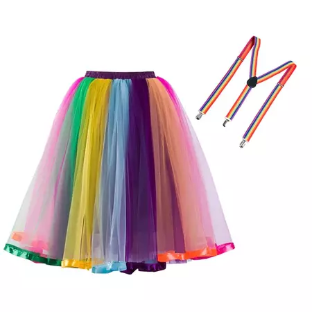 Colorful Women Rainbow Short Skirt High Elastic Band 5 Layers Soft Tulle Tutu Crinoline Underskirt Girls Prom Party Ball Gown - AliExpress