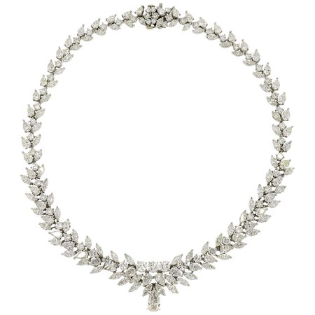 Platinum Estate 54.84 Carat Diamond Necklace For Sale at 1stDibs