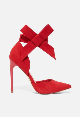Lucia Bow Strap Pump in Red - Get great deals at JustFab