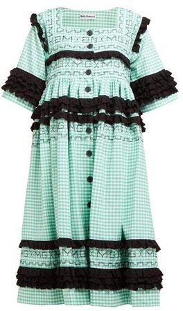 Macy Ruffled Gingham Cotton Midi Dress - Womens - Green