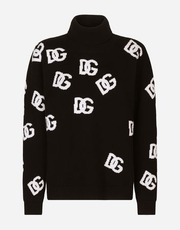 Virgin wool turtleneck with inlaid DG logo in Multicolor for Women | Dolce&Gabbana®