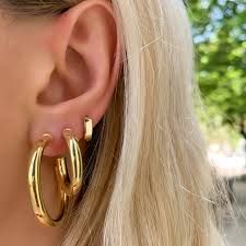stacked gold earrings - Google Search