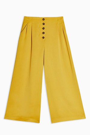 Satin Crop Wide Leg Trousers | Topshop yellow