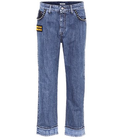 Embellished cropped jeans