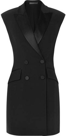 Double-breasted Crepe Tuxedo Mini Dress - Black