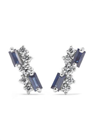Suzanne Kalan | 18-karat white gold, sapphire and diamond earrings | NET-A-PORTER.COM