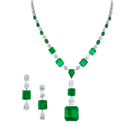 Suite set of colombian emeralds and diamonds
