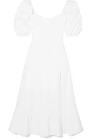 Reformation | Belgium shirred linen midi dress | NET-A-PORTER.COM