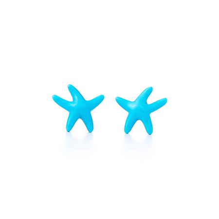 Elsa Peretti® Starfish earrings of turquoise and 18k gold, mini. | Tiffany & Co.