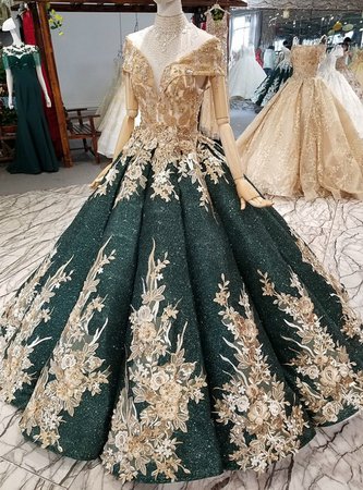 unique green and gold gown
