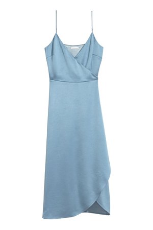 Satin Wrap Dress - Dusky blue - Ladies | H&M US