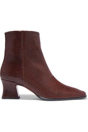 BY FAR | Naomi lizard-effect leather ankle boots | NET-A-PORTER.COM