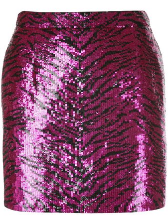 Pink Saint Laurent Sequinned Zebra Pattern Mini Skirt | Farfetch.com