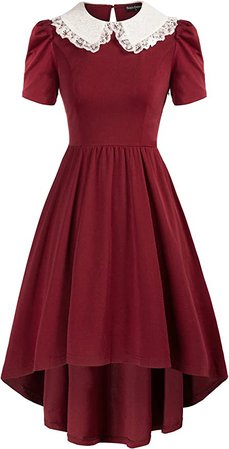 Amazon.com: Womens Gothic Skater Dress with Peter Pan Collar for Halloween Party Wine XL : Clothing, Shoes & Jewelry