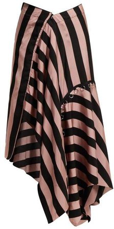 Marques'almeida - Loop Decorated Asymmetric Draped Skirt - Womens - Black Pink