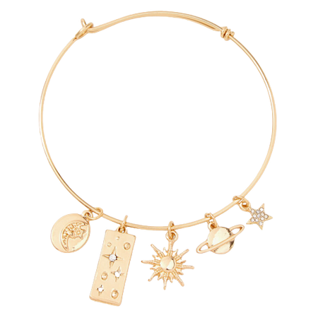 Claire's Gold Celestial Charm Bangle Bracelet