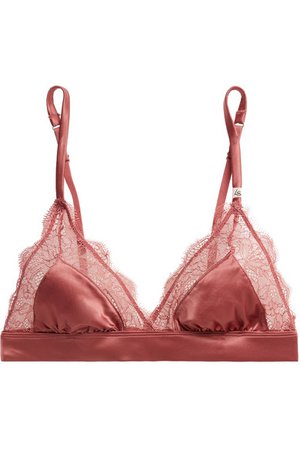 Love Stories | Love Lace lace-trimmed stretch-satin soft-cup triangle bra | NET-A-PORTER.COM