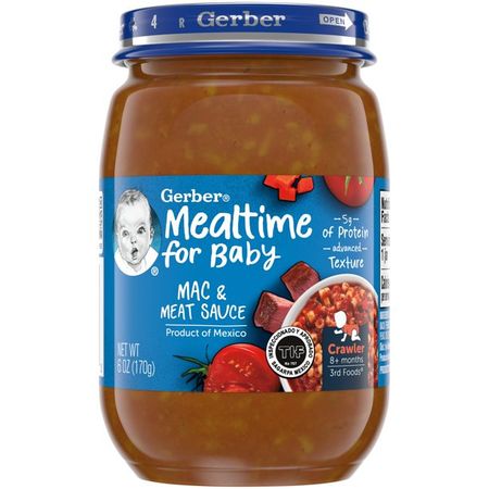 Gerber 3rd Foods Mealtime for Baby Baby Food, Mac & Meat Sauce, 6 oz Jar - Walmart.com