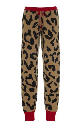Notus Leopard-Print Cashmere And Wool-Knit Joggers by Madeleine Thompson | Moda Operandi