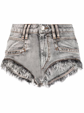 Shop Isabel Marant Étoile fringed denim shorts with Express Delivery - FARFETCH