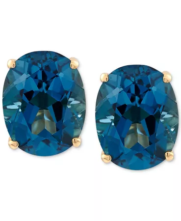 Macy's London Blue Topaz (4-1/4 ct. t.w.) Stud Earrings in 14k Gold