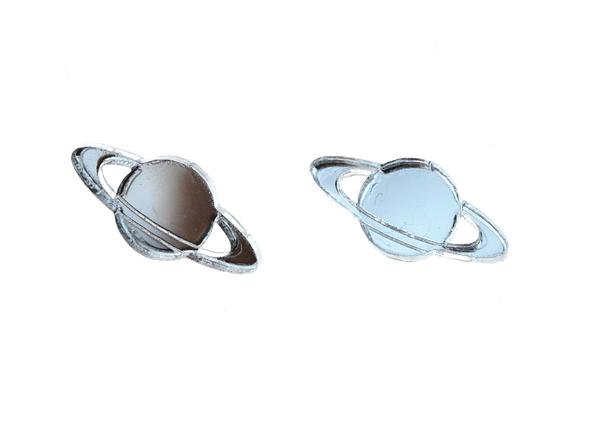 Saturn Earrings in Mirror Silver – VincaUSA