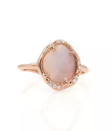 18k Rectangular Opal Lace Ring - Audry Rose