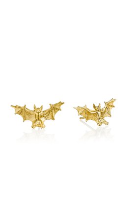Bat 18k Yellow Gold Earrings By Anthony Lent
