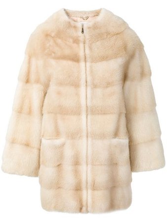 Liska Joy mink fur trimmed coat