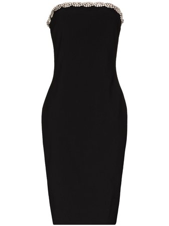 AREA Crystal Embellished Tube Midi Dress black FW20D15032 - Farfetch