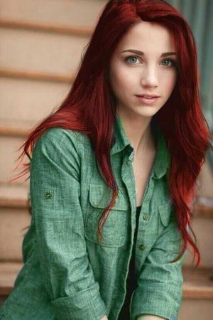 Red hair and green eyes